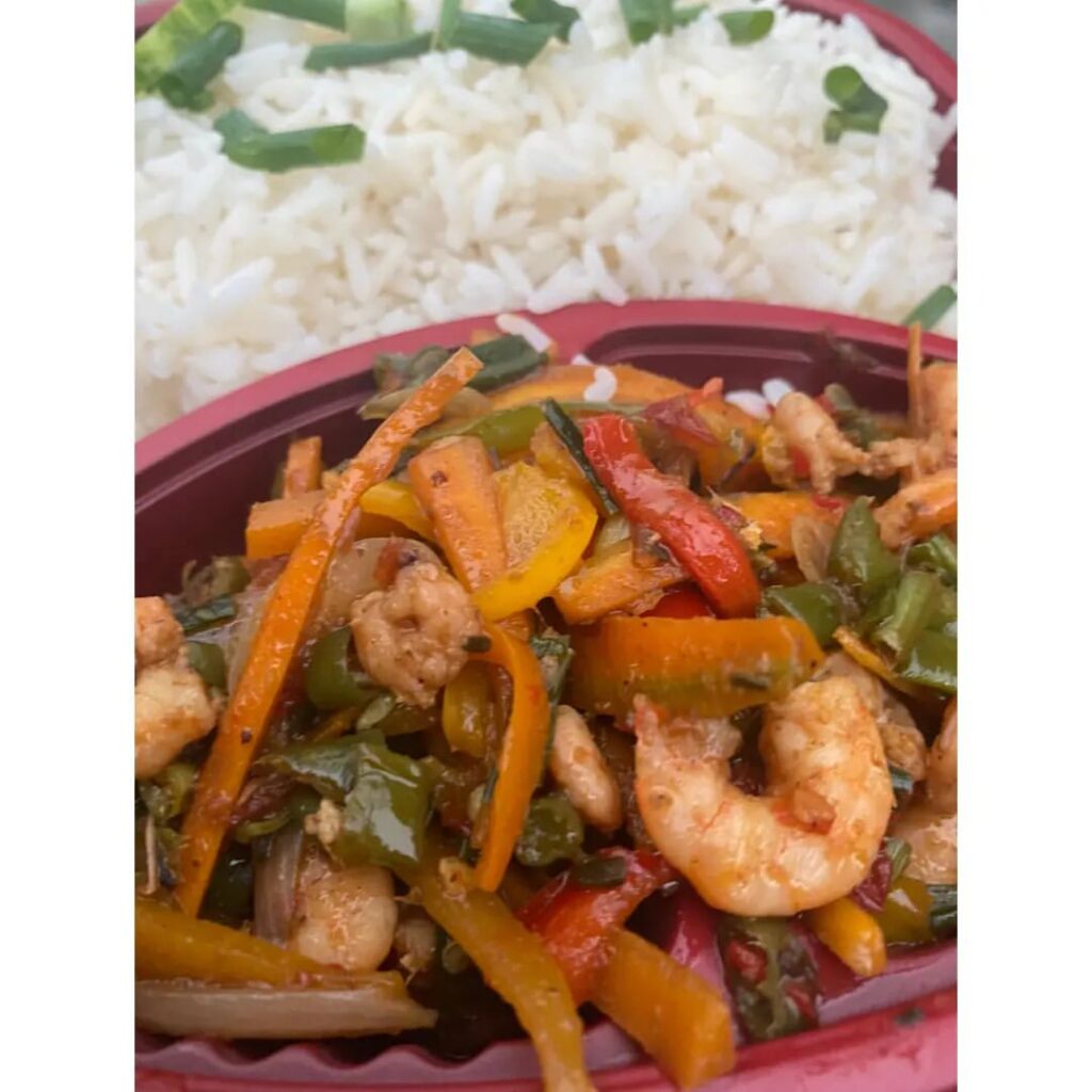 Rice with Shrimp Stir Fry